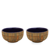 Bamboo Texture Ceramic Bowls Set of 2